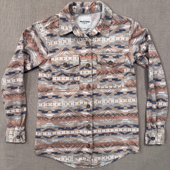 Wallflower Aztec Print Button Down Shirt Women’s Small Long Sleeve Southwest - Picture 1 of 6